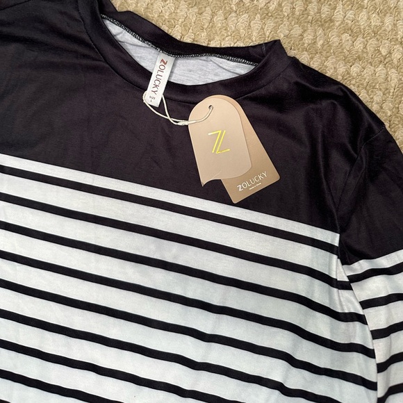 Zolucky T-shirt tee stripped Size L - Picture 8 of 9